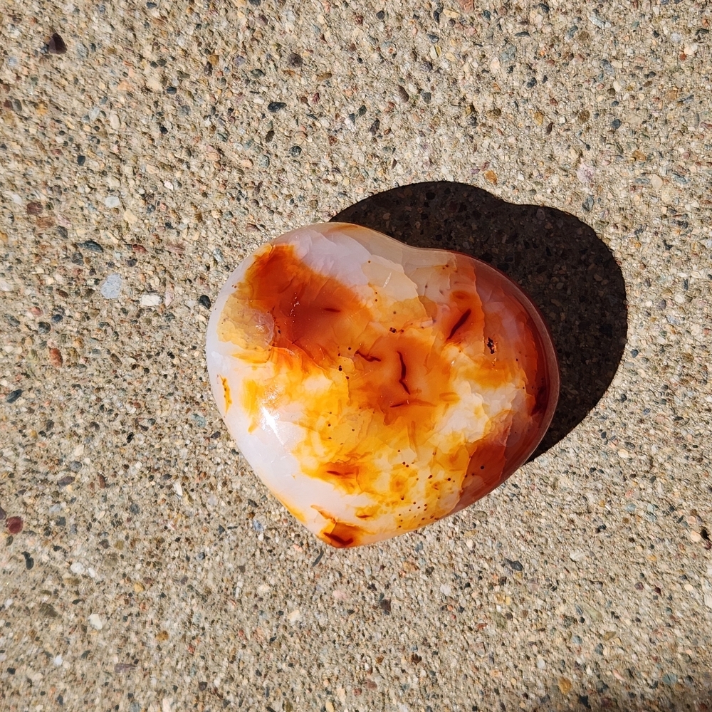 Polished Orange Carnelian Heart-Shaped Crystal Stone